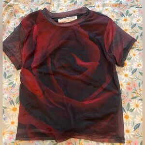 No Boundaries Red and Black Rose Crop Top